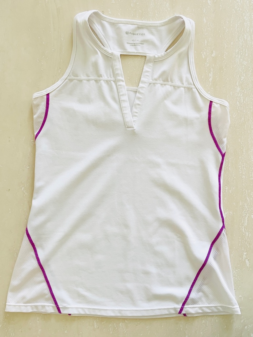 Fabletics Open-Back Seria Women's Workout Top Size XS White Stretch Yoga Gym